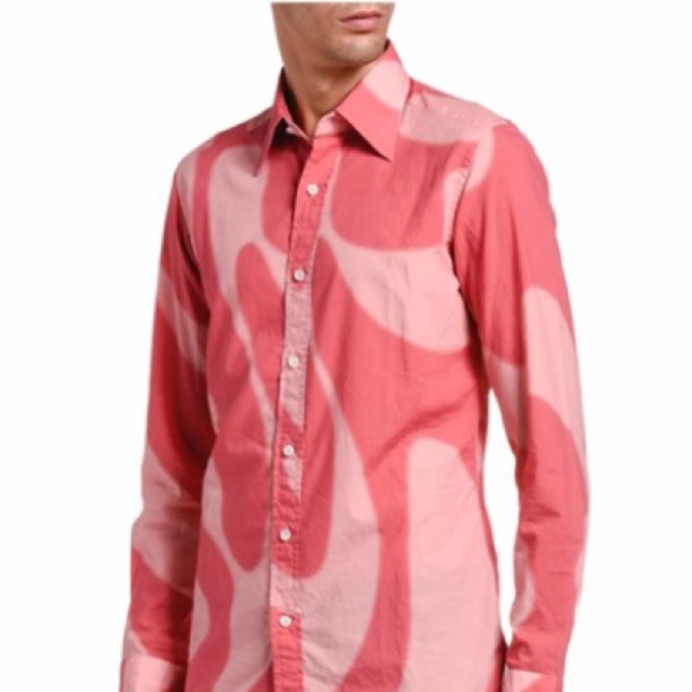 TOM FORD Men’s Wave-Print Sport Shirt in Pink